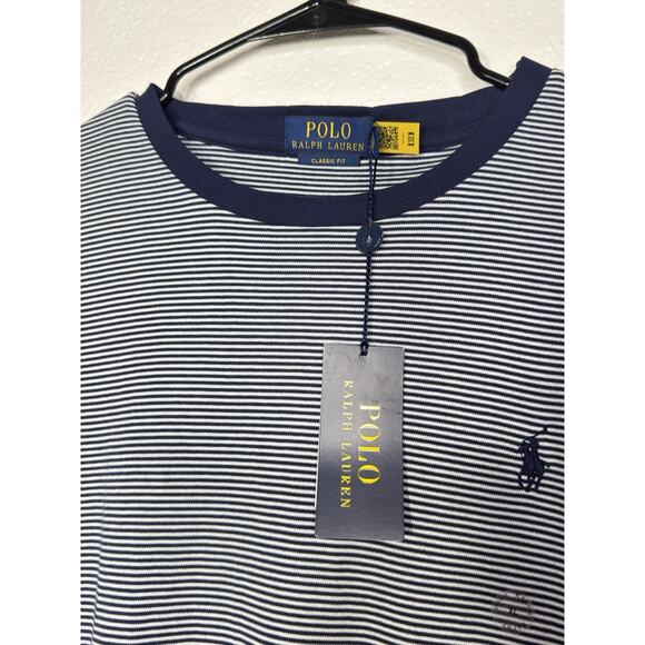 Polo Ralph Lauren NWT Blue Stripe Classic Fit Short Sleeve T-Shirt French XL - Picture 4 of 7